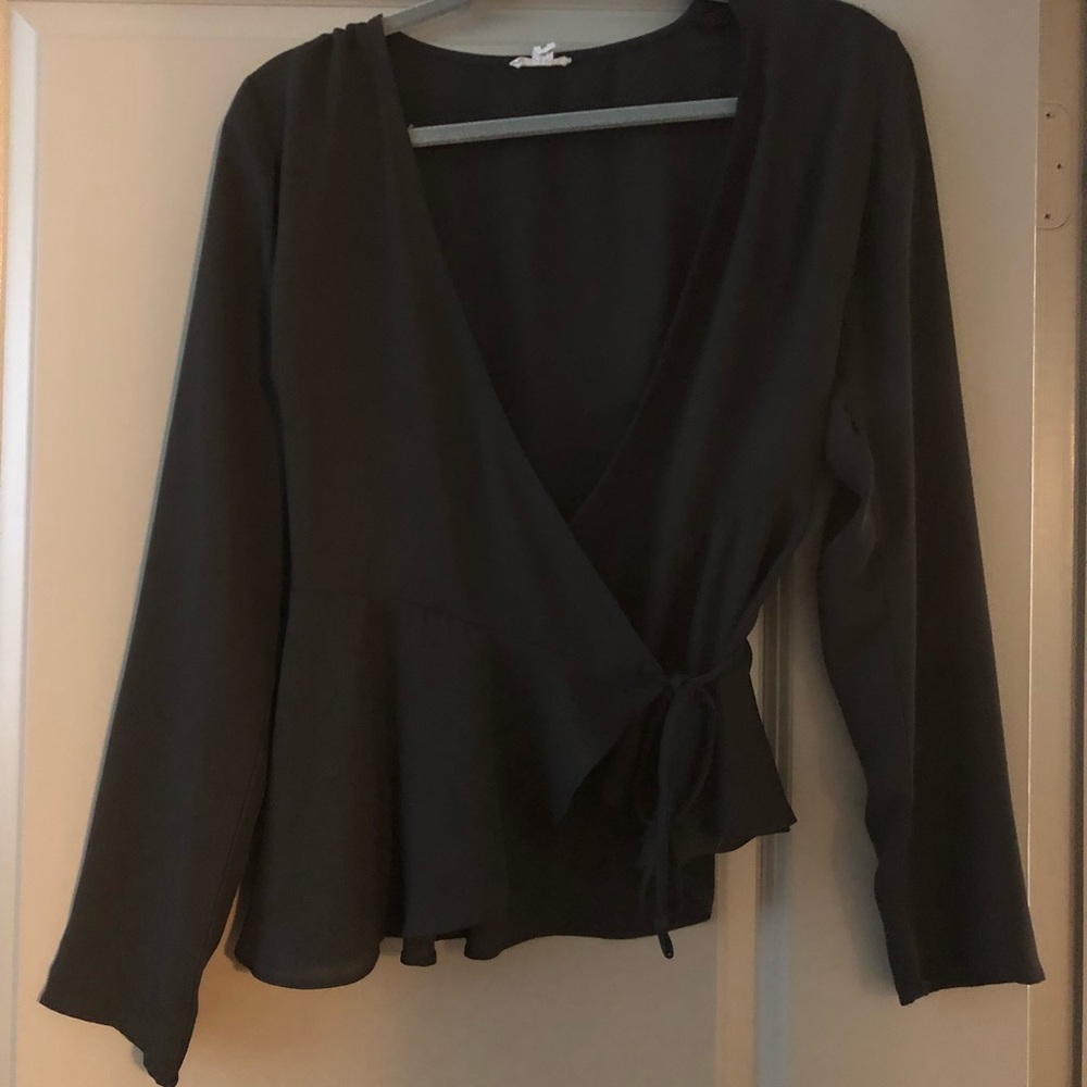 Urban Outfitters Black Warp Low Cut Shirt